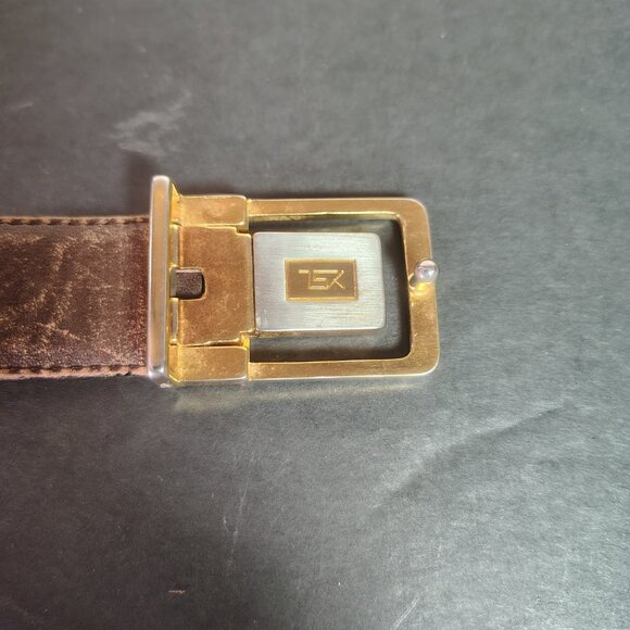 VINTAGE Yves Saint Laurent YSL Belt 42.5" 1" Black Leather Reversible Buckle - Picture 7 of 15